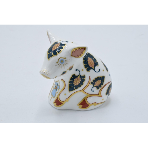 60 - Royal Crown Derby paperweight Snuffle Piglet. First quality with gold stopper.