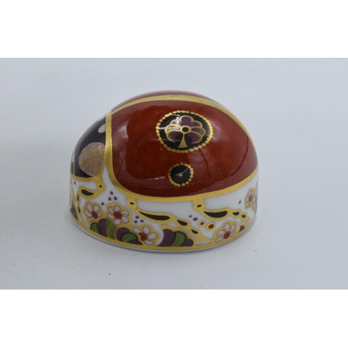 64 - Royal Crown Derby paperweight red ladybird with 2 spots. First quality with gold stopper.