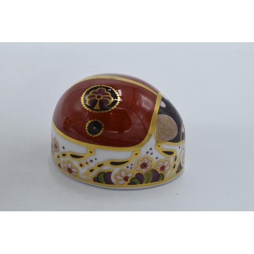 64 - Royal Crown Derby paperweight red ladybird with 2 spots. First quality with gold stopper.