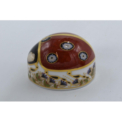 65 - Royal Crown Derby paperweight red ladybird with 7 spots. First quality with gold stopper.