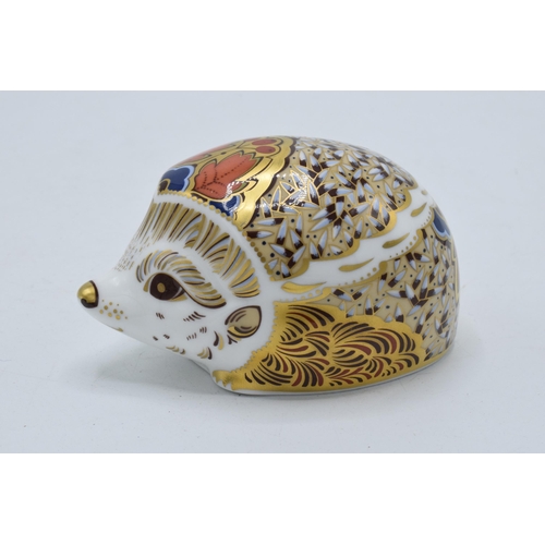 71 - Royal Crown Derby paperweight Hawthorn Hedgehog. First quality with gold stopper.