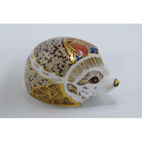 71 - Royal Crown Derby paperweight Hawthorn Hedgehog. First quality with gold stopper.