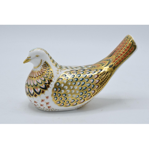 75 - Royal Crown Derby paperweight Turtle Dove. First quality with gold stopper.