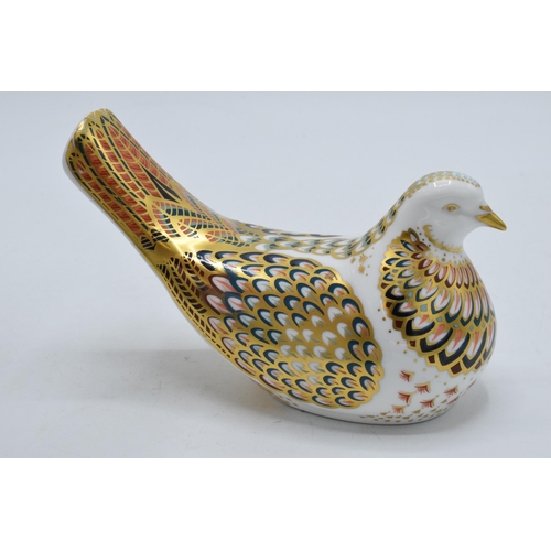 75 - Royal Crown Derby paperweight Turtle Dove. First quality with gold stopper.