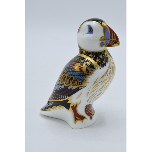 76 - Royal Crown Derby paperweight Puffin. First quality with gold stopper.