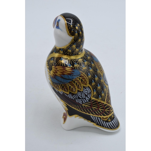 76 - Royal Crown Derby paperweight Puffin. First quality with gold stopper.