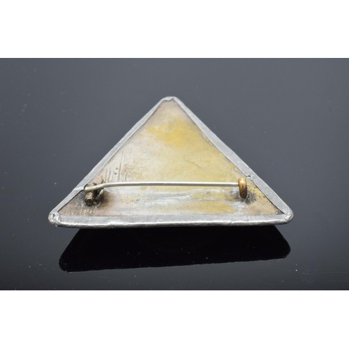 396 - Silver Liberty and Co (or in the style of) triangular brooch set with Ruskin cabochon style insert. ... 