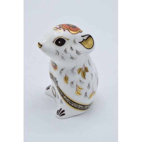 49B - Royal Crown Derby paperweight in the form of a Mouse. First quality with gold stopper. In good condi... 