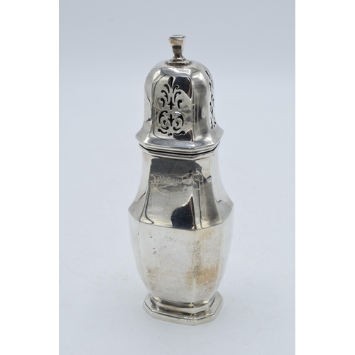 400C - Silver sugar sifter, Birmingham 1920, 114.6 grams. 16.5cm tall.