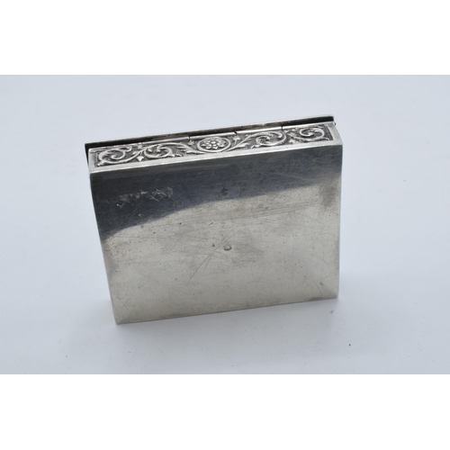 400D - A continental silver ornate repousse antique box, 152.5 grams. 8.5 x 6.5cm.