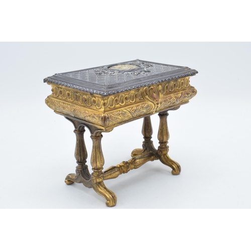 420A - A French 19th century Art Nouveau bronze ormolu jewellery casket lined with silk and medallion to ce... 