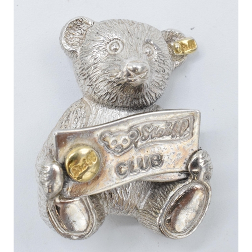 501 - A silver Steiff Club teddy bear brooch, 18.1 grams. 3.5cm tall.