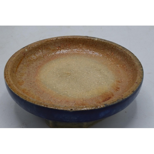 109 - Doulton Lambeth stoneware ashtray advertising Doulton's Glazed Stoneware Pipes diameter 11cm.