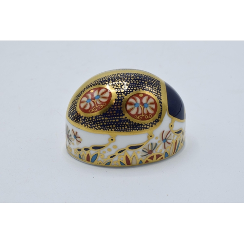 80F - Royal Crown Derby paperweight blue ladybird with four spots. First quality with stopper.