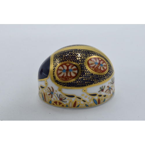 80F - Royal Crown Derby paperweight blue ladybird with four spots. First quality with stopper.