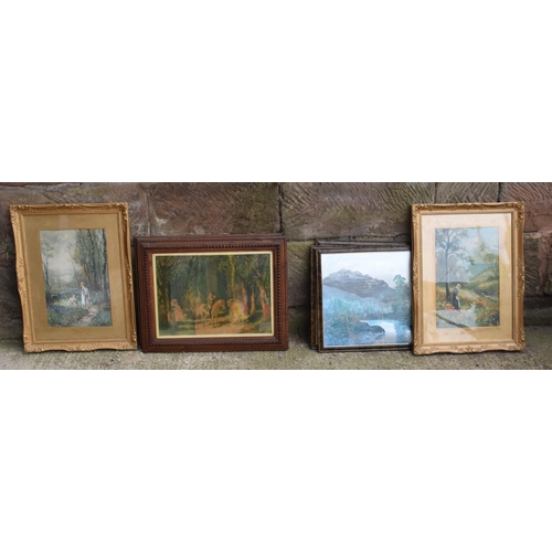 316 - A collection of framed artwork to include countryside scenes (7). Largest 64 x 49cm inc frames. Coll... 