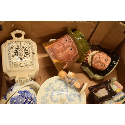 14 - A mixed collection of pottery to include large Beswick character jug Sairey Gamp and others, Wedgwoo... 