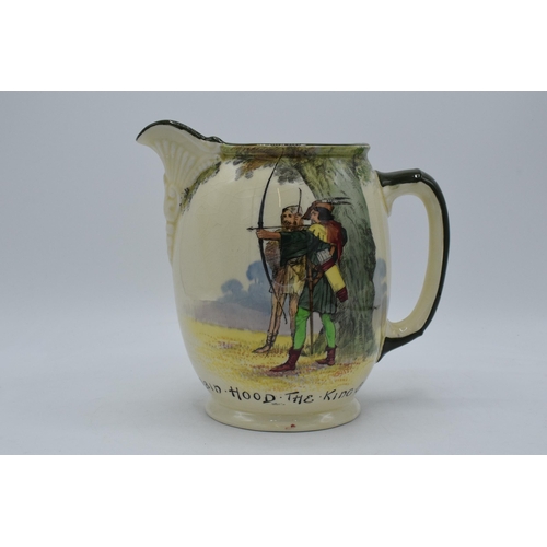 156 - Royal Doulton Under The Greenwood Seriesware jug Robin Hood The King of Archers, 22cm tall.