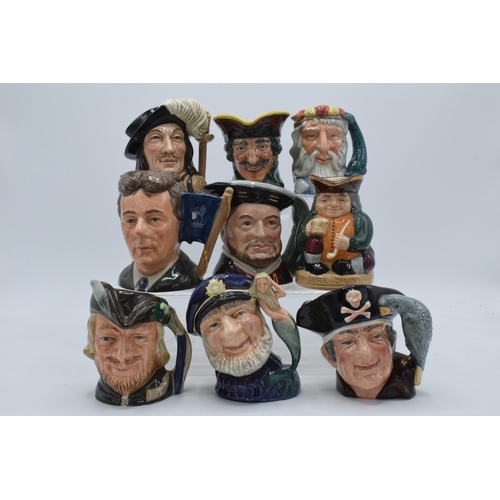 164 - A collection of small Royal Doulton character jugs to include Old Salt, Robin Hood, Long John Silver... 