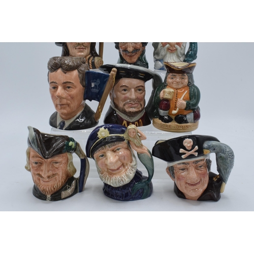 164 - A collection of small Royal Doulton character jugs to include Old Salt, Robin Hood, Long John Silver... 