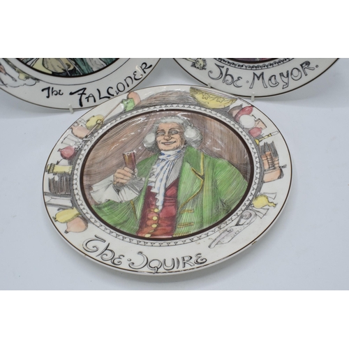 166 - A trio of Royal Doulton Professions seriesware plates to consist of The Mayor, The Falconer and The ... 