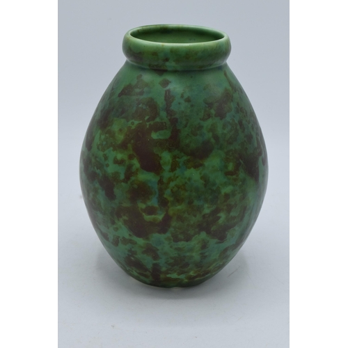 197 - Clews and Co Chameleon Ware mottled green vase: '216' impressed to base.