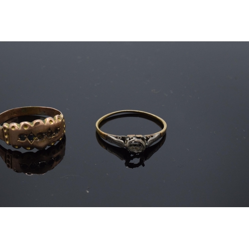 229 - 9ct rose gold ring, stones missing, together with 9ct gold and platinum ring, also damaged, 2.9 gram... 