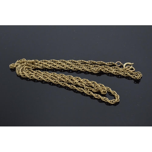 233 - 9ct gold chain with gold plated clasp, 7.2 grams total weight, approximately 65cm long.