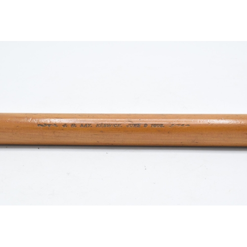 267 - A 19th century treen turned wooden rolling pin with pencil to one end with inscription 'J H Kay. Kes... 