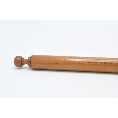 267 - A 19th century treen turned wooden rolling pin with pencil to one end with inscription 'J H Kay. Kes... 