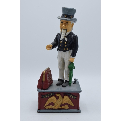 269 - A reproduction Uncle Sam cast iron novelty money box, 28cm high.