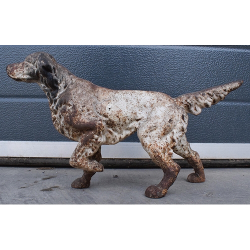 277 - A vintage cast metal retriever dog figure, 35cm long.