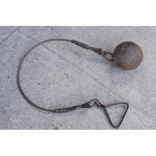 280 - A vintage metal ball and chain for the hammer throw, presumed to be Scottish, 114cm long.