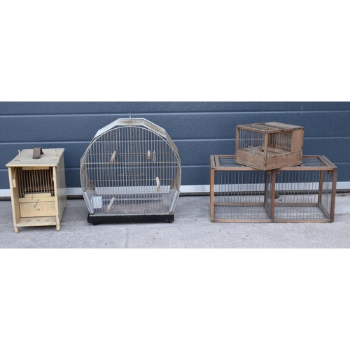 281 - A collection of 4 vintage metal and wooden French song bird cages of varying forms (4).