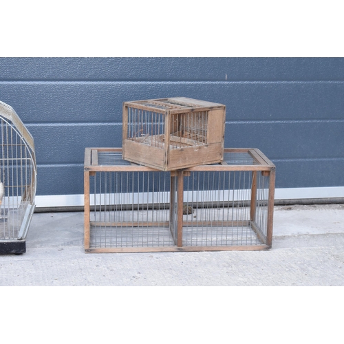 281 - A collection of 4 vintage metal and wooden French song bird cages of varying forms (4).