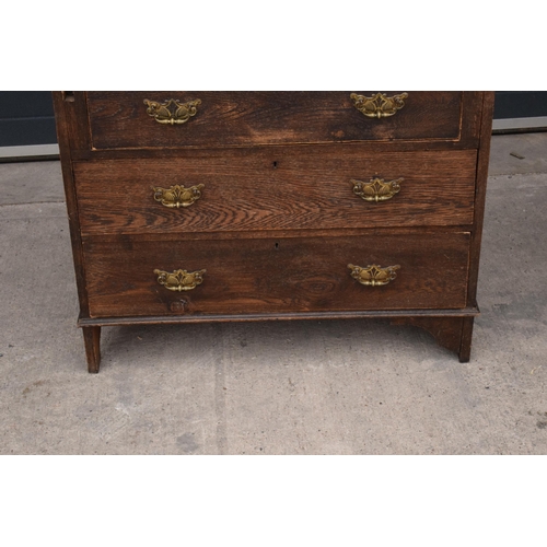 292 - A 1930s brown oak student's bureau, 89x39x103cm tall.