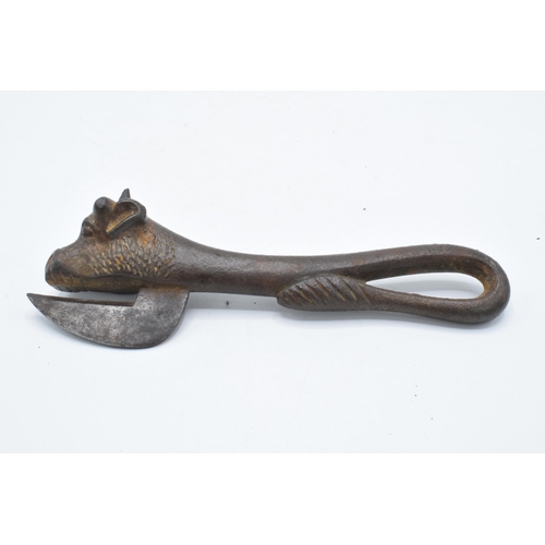 301 - An early to mid 20th century Army Bully Beef cast iron tin opener in the form of a bull