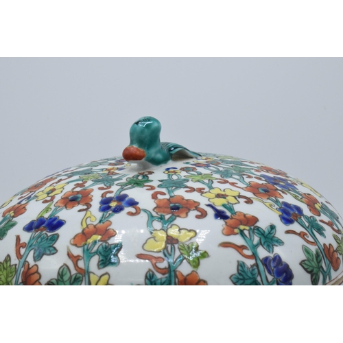 68 - A late 19th / early 20th century large Chinese Republic period lidded jar with enamelled decoration ... 