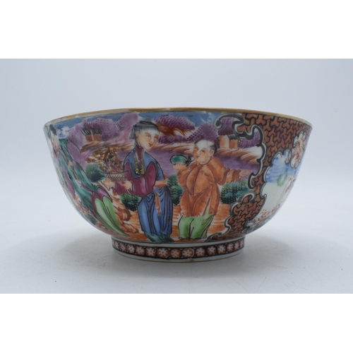 74 - A 19th century Cantonese canton bowl with high quality enamelled decoration, 15cm diameter.