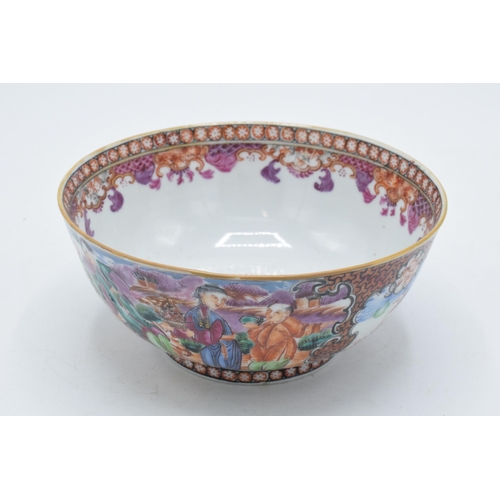 74 - A 19th century Cantonese canton bowl with high quality enamelled decoration, 15cm diameter.