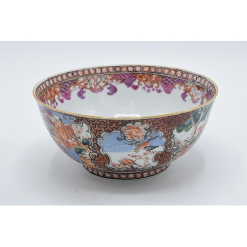 74 - A 19th century Cantonese canton bowl with high quality enamelled decoration, 15cm diameter.