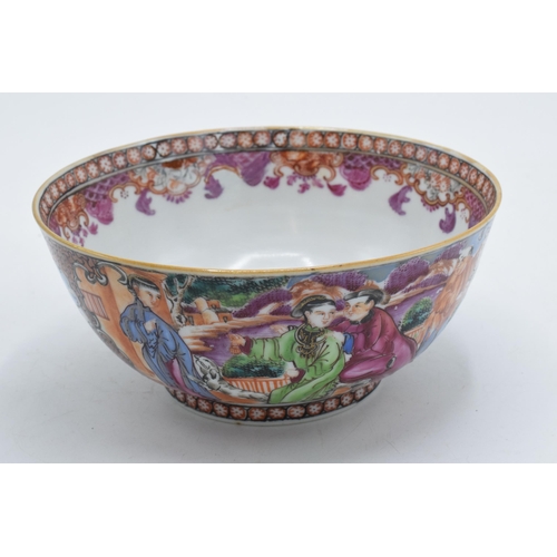 74 - A 19th century Cantonese canton bowl with high quality enamelled decoration, 15cm diameter.