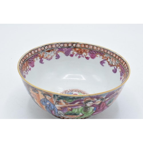 74 - A 19th century Cantonese canton bowl with high quality enamelled decoration, 15cm diameter.