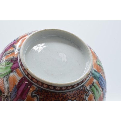 74 - A 19th century Cantonese canton bowl with high quality enamelled decoration, 15cm diameter.