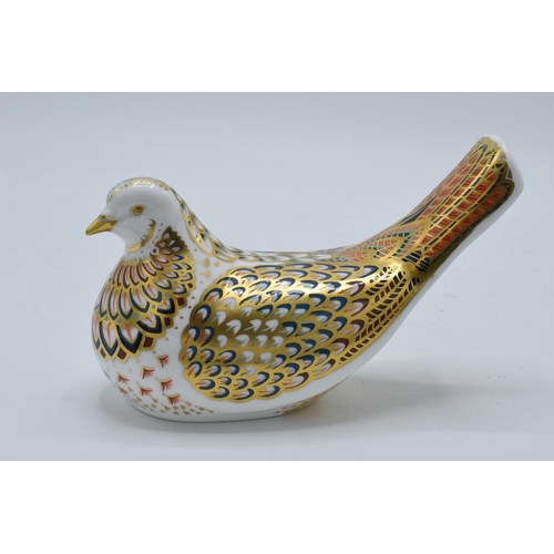 77A - Royal Crown Derby paperweight Turtle Dove, first quality with gold stopper.