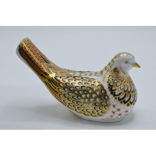 77A - Royal Crown Derby paperweight Turtle Dove, first quality with gold stopper.