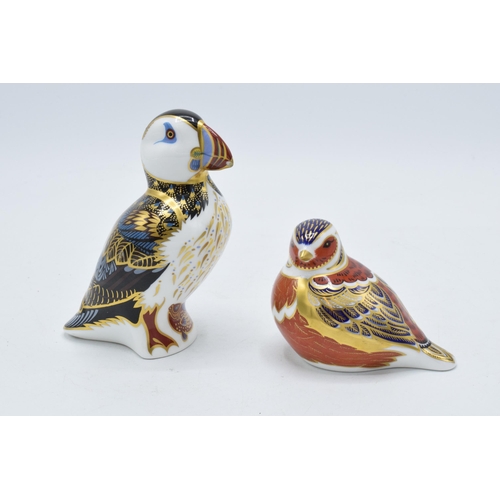 80 - Boxed Royal Crown Derby paperweight Chaffinch (gold stopper and first quality) together with Puffin ... 