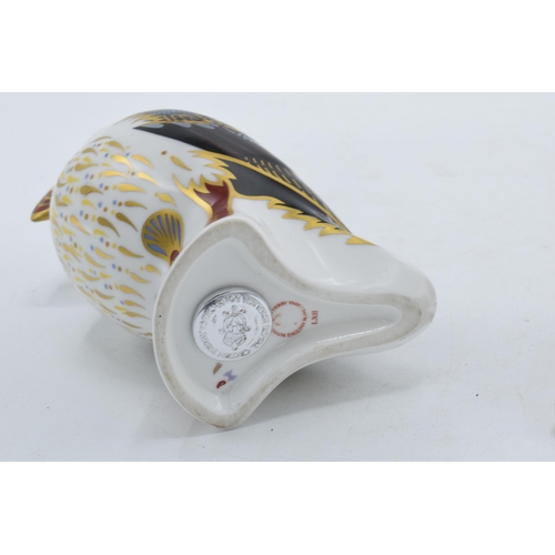 80 - Boxed Royal Crown Derby paperweight Chaffinch (gold stopper and first quality) together with Puffin ... 