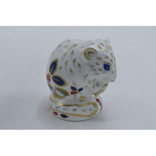 81 - Royal Crown Derby paperweight Derby Dormouse, first quality with gold stopper.