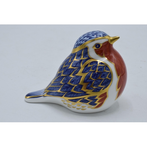 97 - Royal Crown Derby paperweight Robin, first quality with gold stopper.